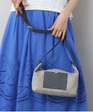 BPCGA52120 MK MICHEL KLEIN BAG(MK ミッシェルクラン バッグ) リネン混ジョイントデザインショルダーバッグ ライトグレー
