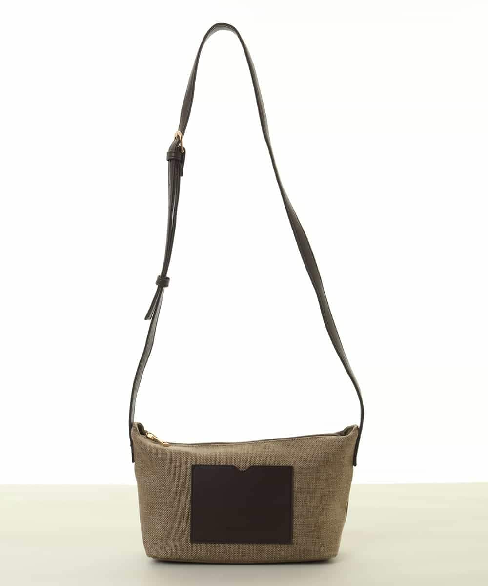 BPCGA52120 MK MICHEL KLEIN BAG(MK ミッシェルクラン バッグ) リネン混ジョイントデザインショルダーバッグ ブラウン