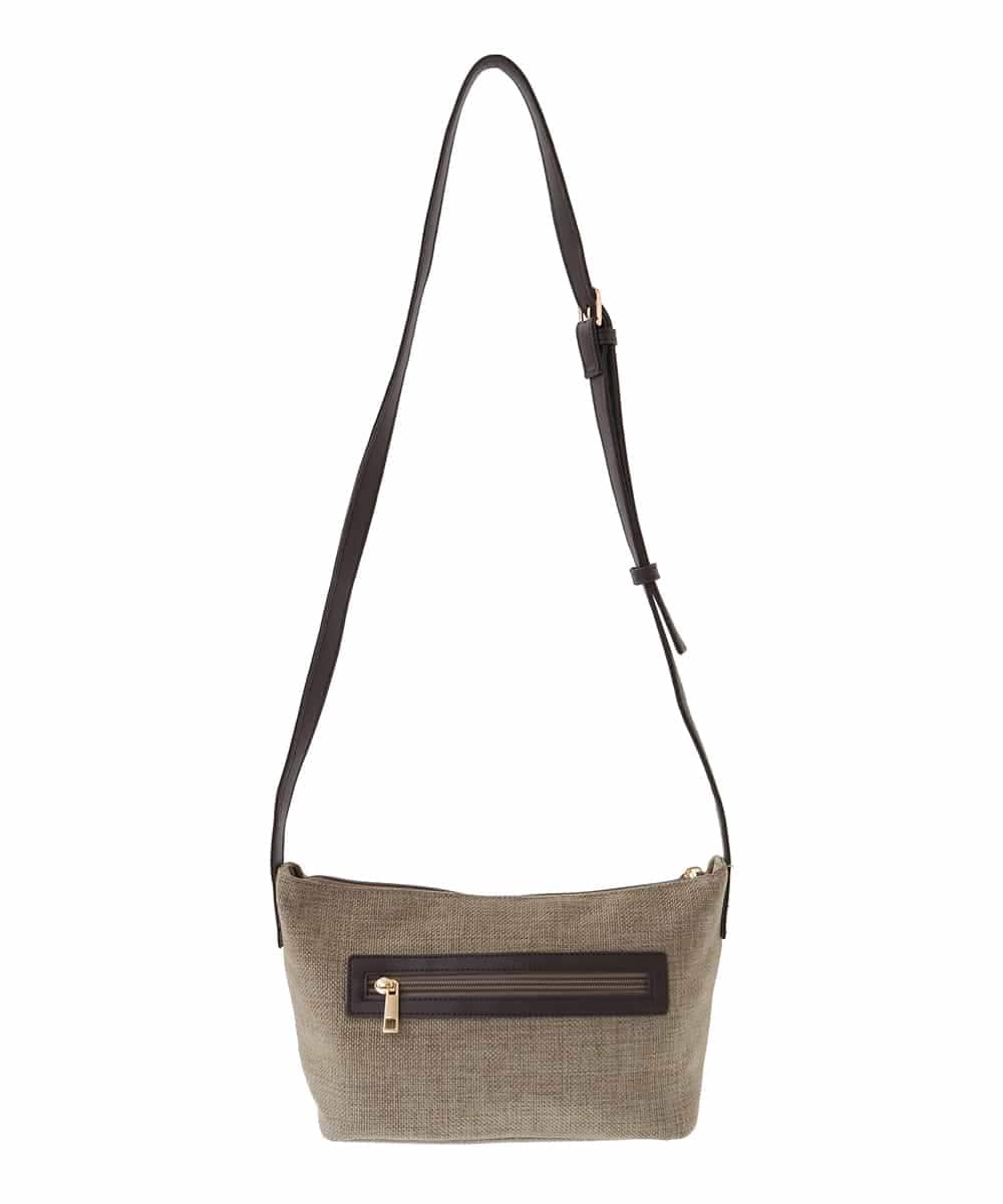 BPCGA52120 MK MICHEL KLEIN BAG(MK ミッシェルクラン バッグ) リネン混ジョイントデザインショルダーバッグ ブラウン