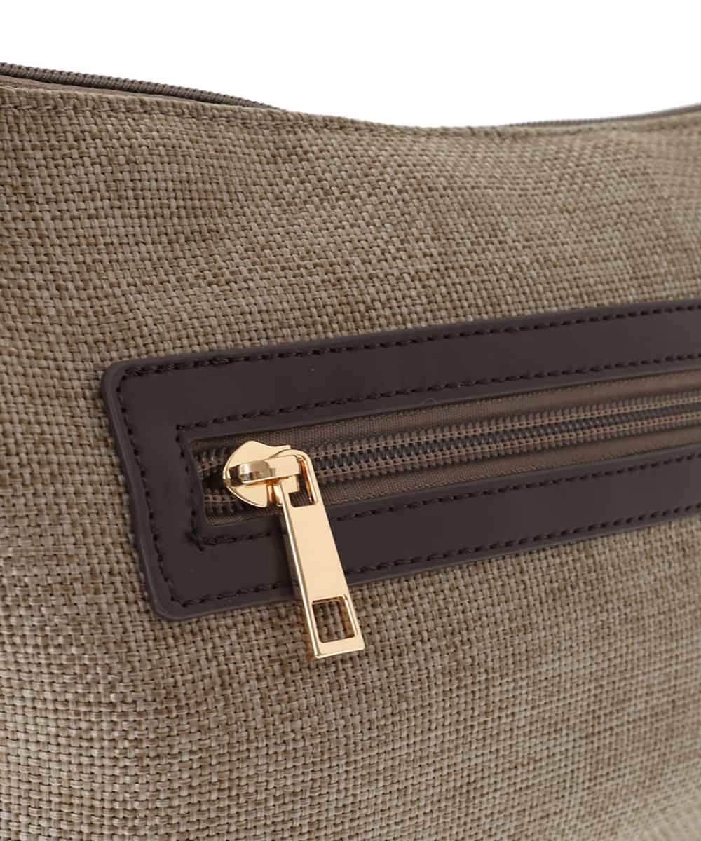 BPCGA52120 MK MICHEL KLEIN BAG(MK ミッシェルクラン バッグ) リネン混ジョイントデザインショルダーバッグ ブラウン