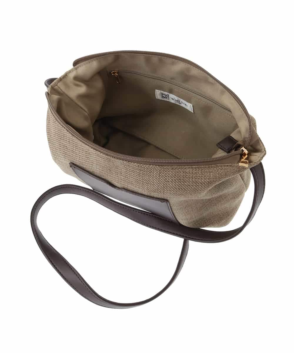 BPCGA52120 MK MICHEL KLEIN BAG(MK ミッシェルクラン バッグ) リネン混ジョイントデザインショルダーバッグ ブラウン
