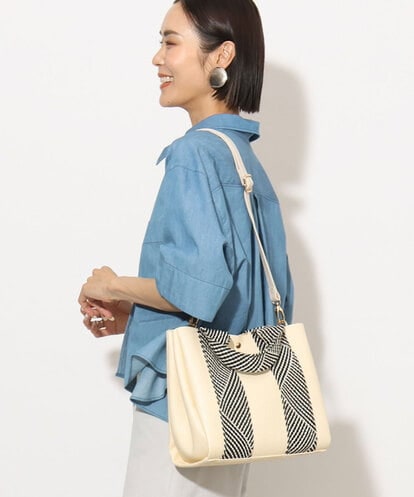 BPCGA54150 MK MICHEL KLEIN BAG [2WAY/インナーバッグ付き]ラメアクセントメッシュ風デザイントート