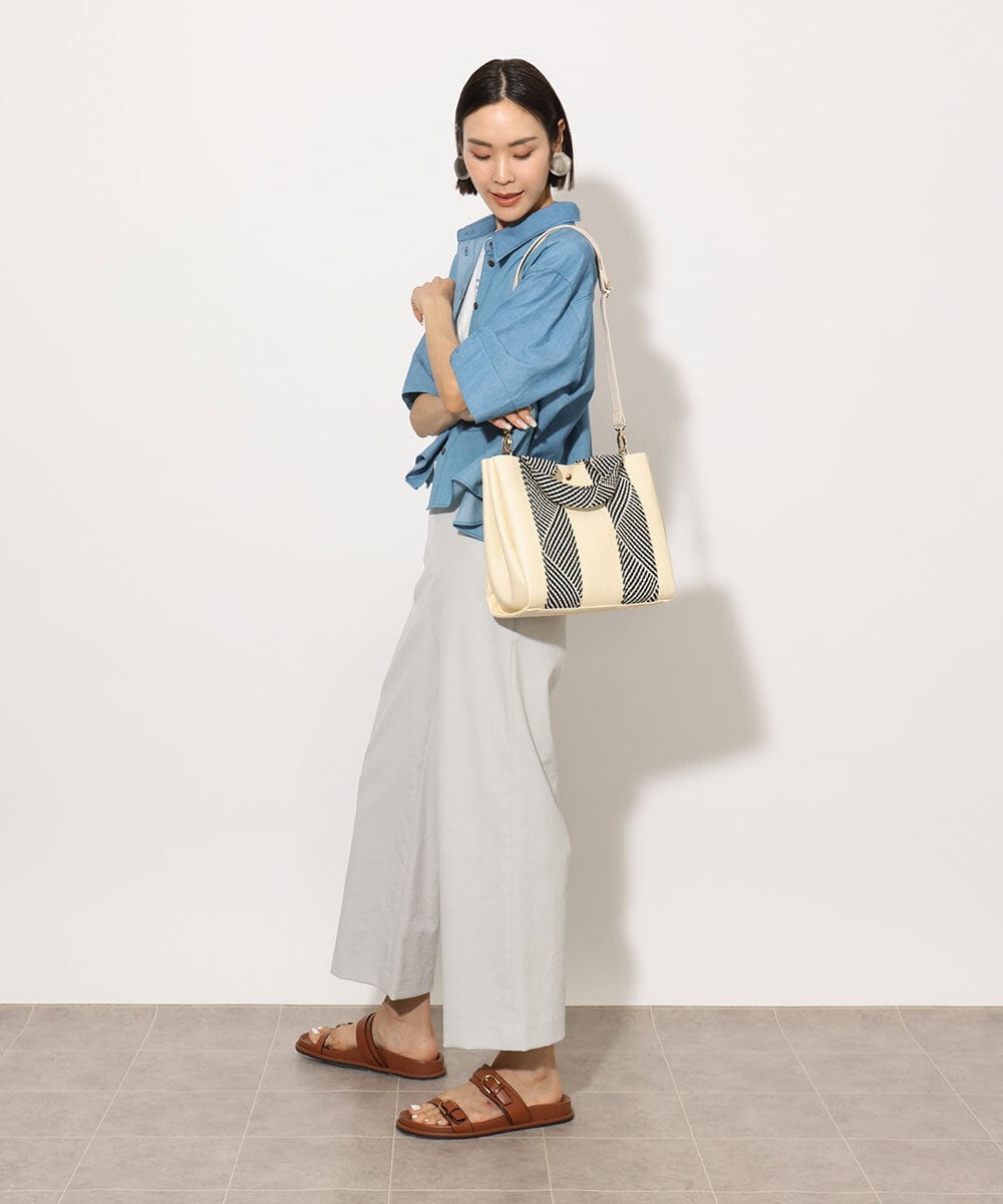 BPCGA54150 MK MICHEL KLEIN BAG(MK ミッシェルクラン バッグ) [2WAY/インナーバッグ付き]ラメアクセントメッシュ風デザイントート ベージュ