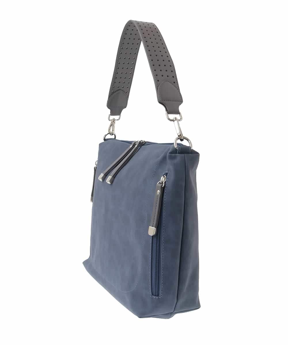BPCGA63140 MK MICHEL KLEIN BAG(MK ミッシェルクラン バッグ) [2WAY]パンチングハンドルサイドファスナーバッグ ネイビー