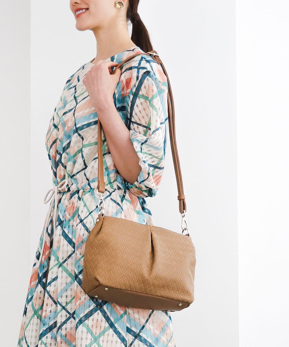 BPCGD31160 MK MICHEL KLEIN BAG(MK ミッシェルクラン バッグ) [2WAY]編み柄デザインワンハンドルバッグ ブラウン