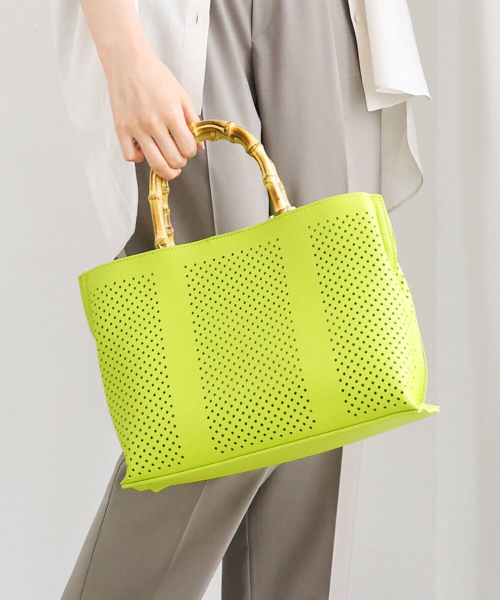 BPCGD34160 MK MICHEL KLEIN BAG(MK ミッシェルクラン バッグ) [2WAY]バンブーハンドルパンチングバッグ グリーン