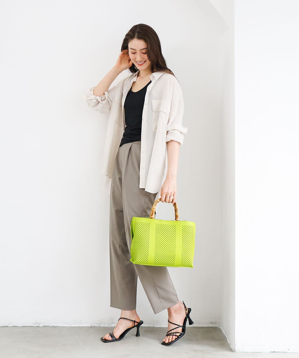 BPCGD34160 MK MICHEL KLEIN BAG(MK ミッシェルクラン バッグ) [2WAY]バンブーハンドルパンチングバッグ グレー