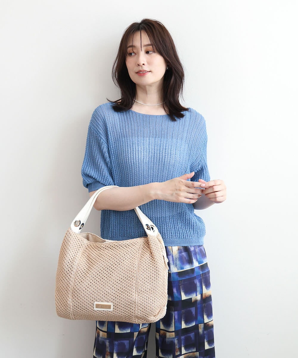 BPCGD42170 MK MICHEL KLEIN BAG(MK ミッシェルクラン バッグ) サイドファスナーメッシュデザイントートバッグ ベージュ