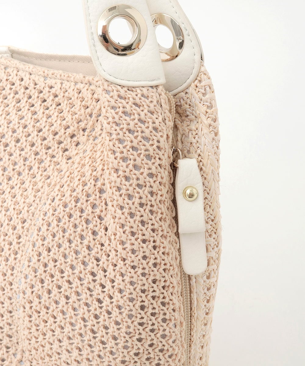 BPCGD42170 MK MICHEL KLEIN BAG(MK ミッシェルクラン バッグ) サイドファスナーメッシュデザイントートバッグ ベージュ