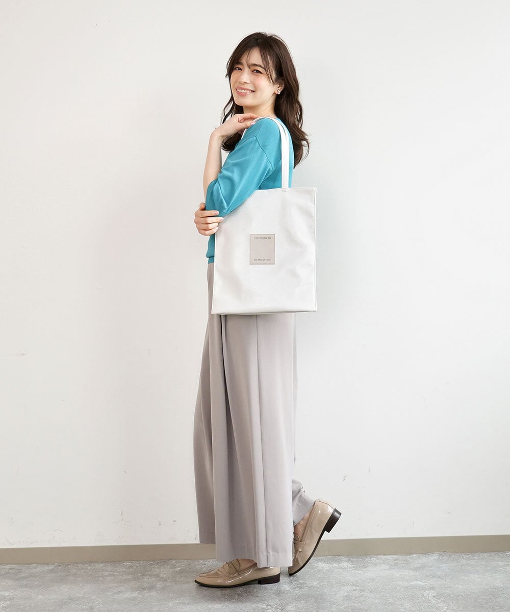 BPCGD43130 MK MICHEL KLEIN BAG(MK ミッシェルクラン バッグ) [軽量/A4収納可]合成皮革シンプルロゴトートバッグ ホワイト