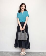 BPCGD53150 MK MICHEL KLEIN BAG(MK ミッシェルクラン バッグ) [2WAY/インバッグ付き]ヘリンボーンハンドルミニトートバッグ ネイビー