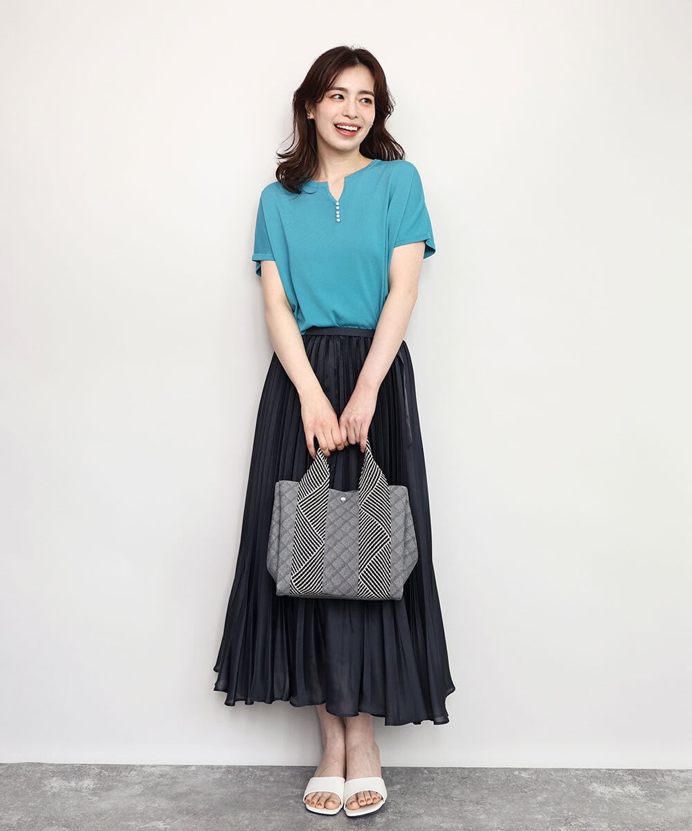 BPCGD53150 MK MICHEL KLEIN BAG(MK ミッシェルクラン バッグ) [2WAY/インバッグ付き]ヘリンボーンハンドルミニトートバッグ ネイビー