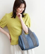 BPCGD53150 MK MICHEL KLEIN BAG(MK ミッシェルクラン バッグ) [2WAY/インバッグ付き]ヘリンボーンハンドルミニトートバッグ ネイビー
