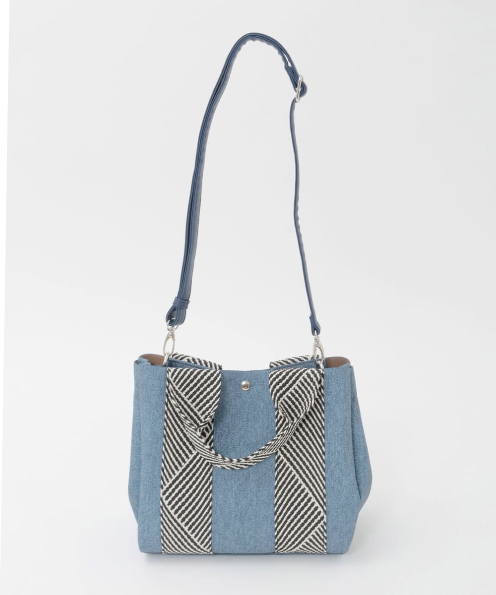 BPCGD53150 MK MICHEL KLEIN BAG(MK ミッシェルクラン バッグ) [2WAY/インバッグ付き]ヘリンボーンハンドルミニトートバッグ ネイビー