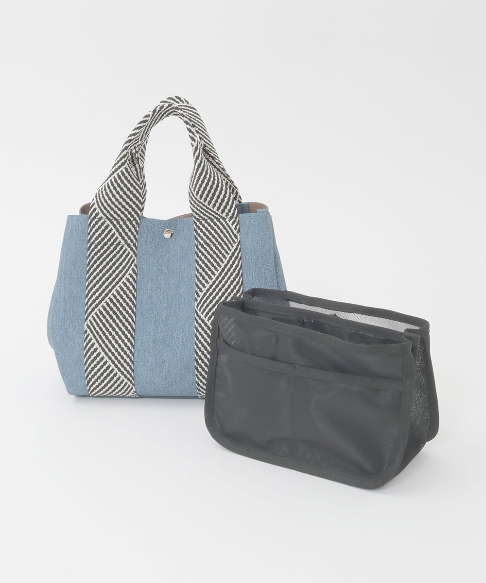 BPCGD53150 MK MICHEL KLEIN BAG(MK ミッシェルクラン バッグ) [2WAY/インバッグ付き]ヘリンボーンハンドルミニトートバッグ ネイビー