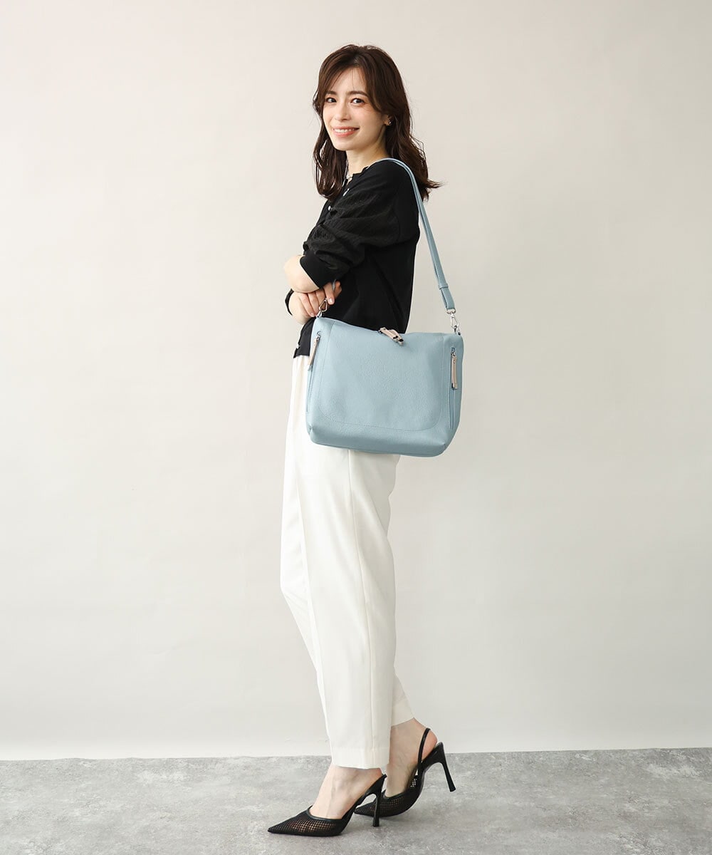 BPCGD62140 MK MICHEL KLEIN BAG(MK ミッシェルクラン バッグ) [2WAY]合成皮革パンチングワンショルダースクエアバッグ ブラウン