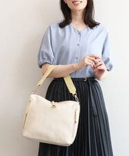 BPCGD62140 MK MICHEL KLEIN BAG(MK ミッシェルクラン バッグ) [2WAY]合成皮革パンチングワンショルダースクエアバッグ アイボリー×イエロー