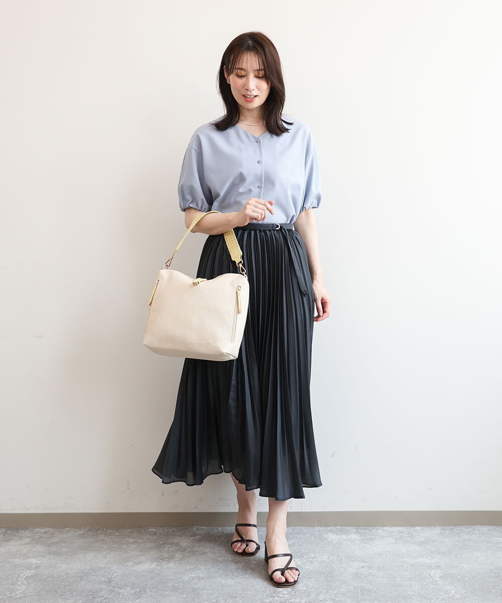 BPCGD62140 MK MICHEL KLEIN BAG(MK ミッシェルクラン バッグ) [2WAY]合成皮革パンチングワンショルダースクエアバッグ アイボリー×イエロー