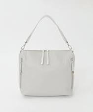 BPCGD62140 MK MICHEL KLEIN BAG(MK ミッシェルクラン バッグ) [2WAY]合成皮革パンチングワンショルダースクエアバッグ ライトグレー×シルバー