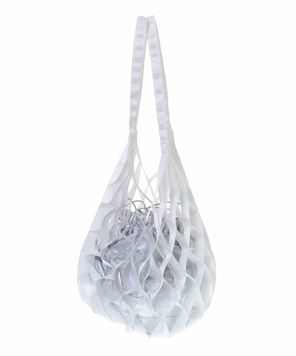 BPCGM39130 MK MICHEL KLEIN BAG(MK ミッシェルクラン バッグ) 巾着付きネットバッグ アイボリー