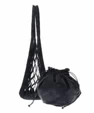 BPCGM39130 MK MICHEL KLEIN BAG(MK ミッシェルクラン バッグ) 巾着付きネットバッグ ブラック