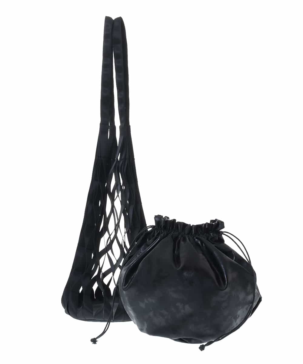 BPCGM39130 MK MICHEL KLEIN BAG(MK ミッシェルクラン バッグ) 巾着付きネットバッグ ブラック