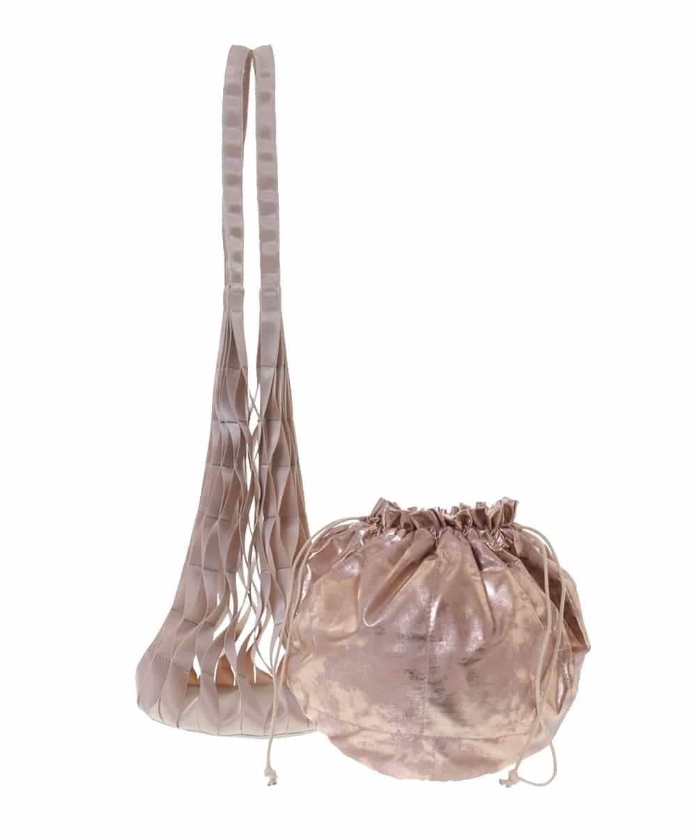 BPCGM39130 MK MICHEL KLEIN BAG(MK ミッシェルクラン バッグ) 巾着付きネットバッグ ブラック