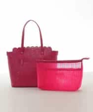 BPCGP34140 MK MICHEL KLEIN BAG(MK ミッシェルクラン バッグ) 【インナーポーチ付き】スカラップトートバッグ ピンク