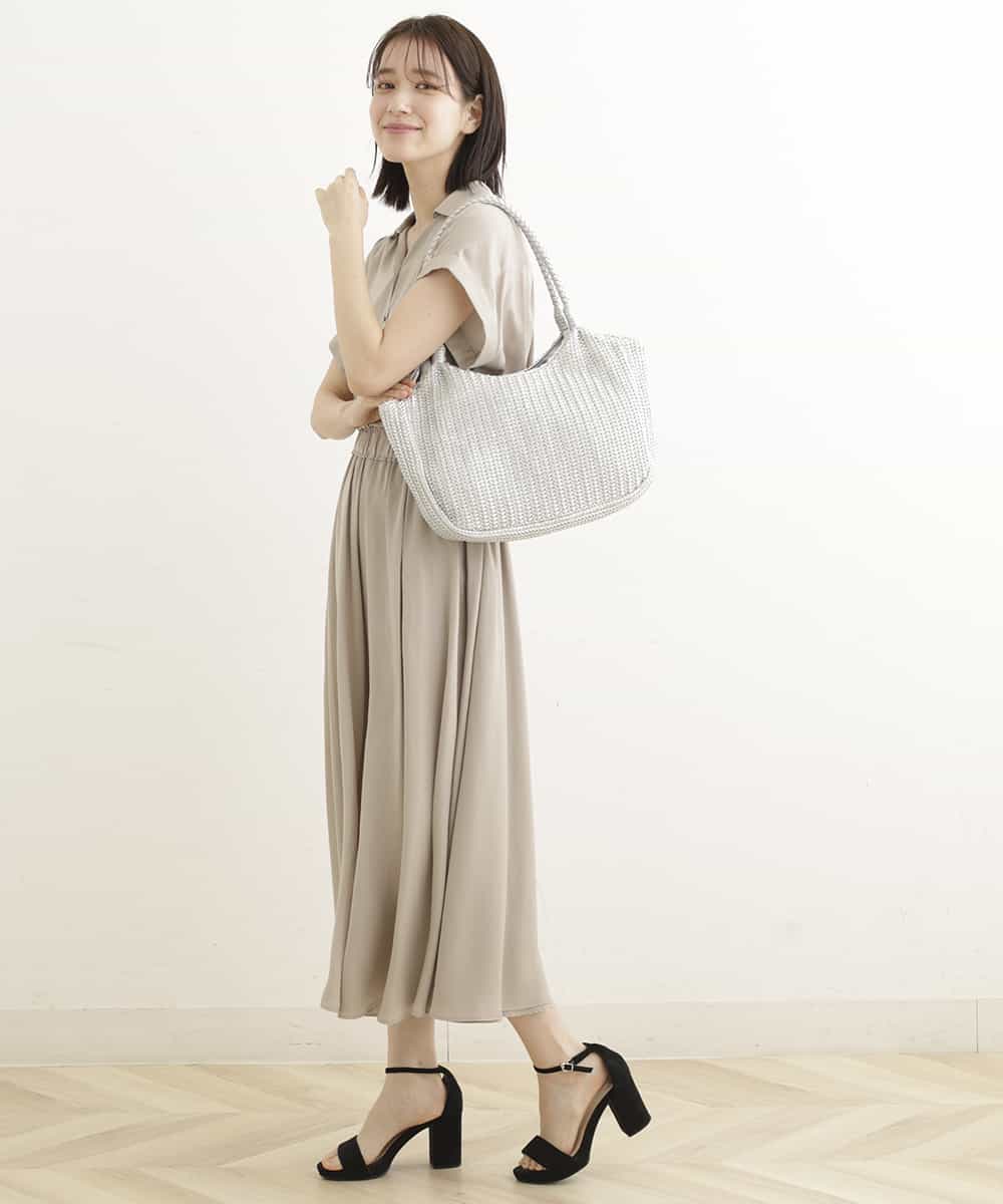 BPCGP37140 MK MICHEL KLEIN BAG(MK ミッシェルクラン バッグ) フェイクレザー編みデザイントート シルバー