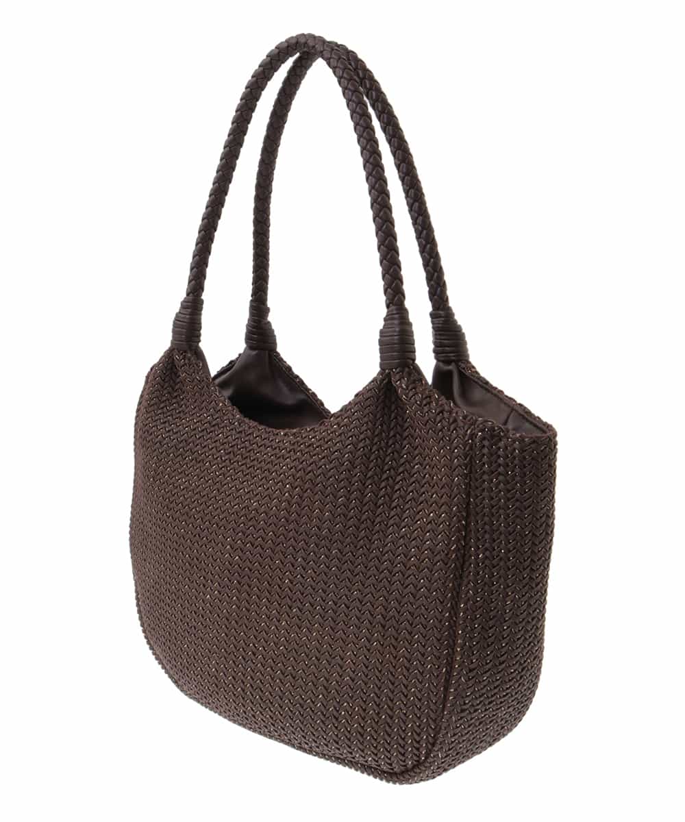 BPCGP37140 MK MICHEL KLEIN BAG(MK ミッシェルクラン バッグ) フェイクレザー編みデザイントート ブラウン