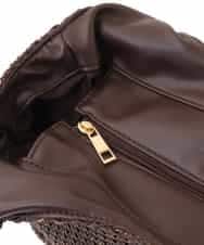 BPCGP37140 MK MICHEL KLEIN BAG(MK ミッシェルクラン バッグ) フェイクレザー編みデザイントート ブラウン