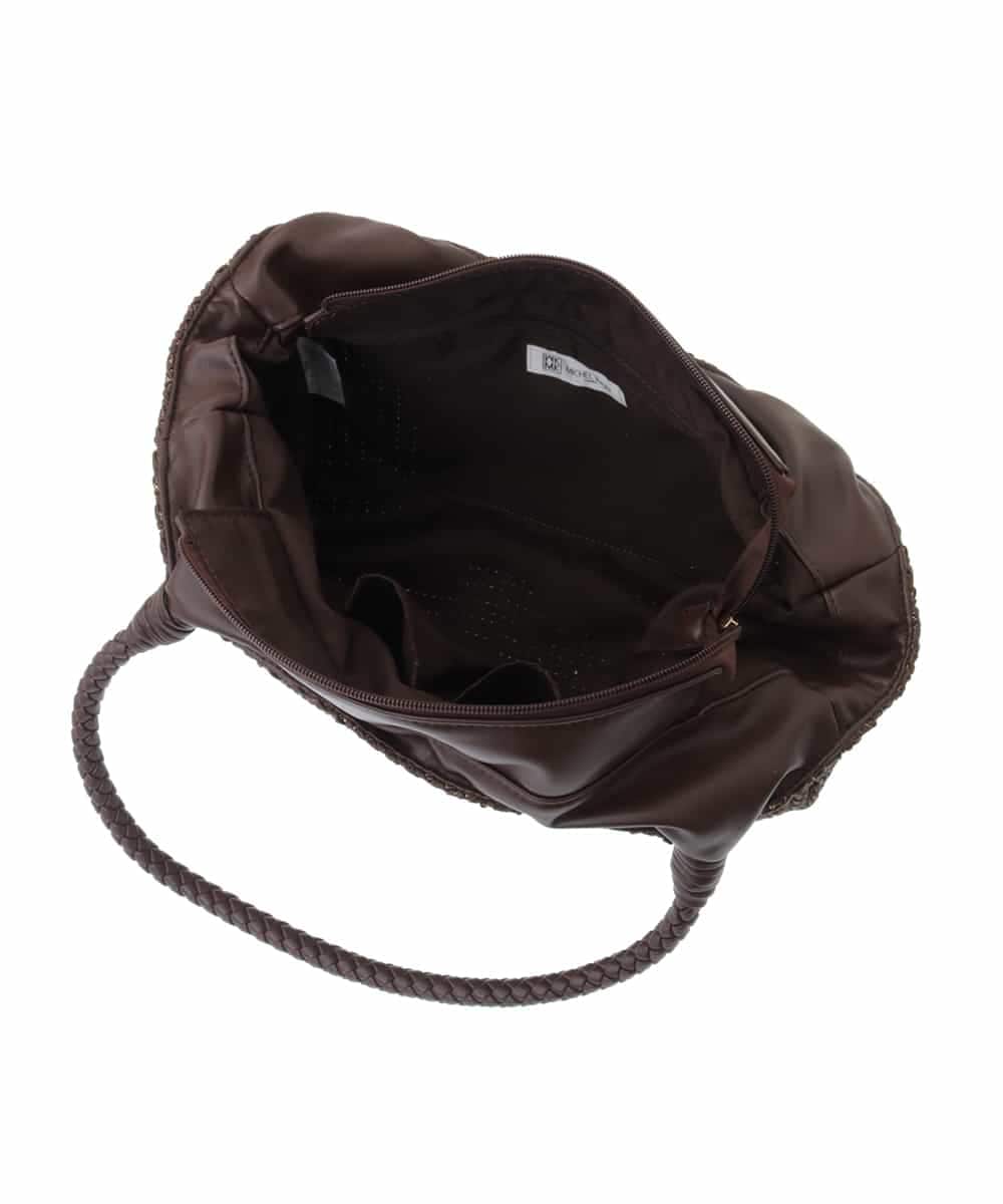 BPCGP37140 MK MICHEL KLEIN BAG(MK ミッシェルクラン バッグ) フェイクレザー編みデザイントート ブラウン
