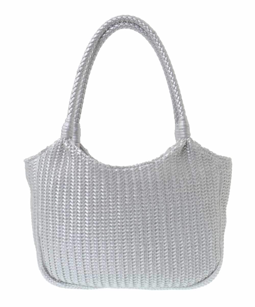 BPCGP37140 MK MICHEL KLEIN BAG(MK ミッシェルクラン バッグ) フェイクレザー編みデザイントート シルバー
