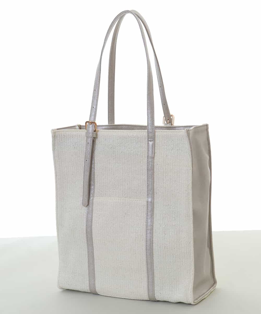 BPCGP41120 MK MICHEL KLEIN BAG(MK ミッシェルクラン バッグ) 編みデザインスクエアトートバッグ アイボリー