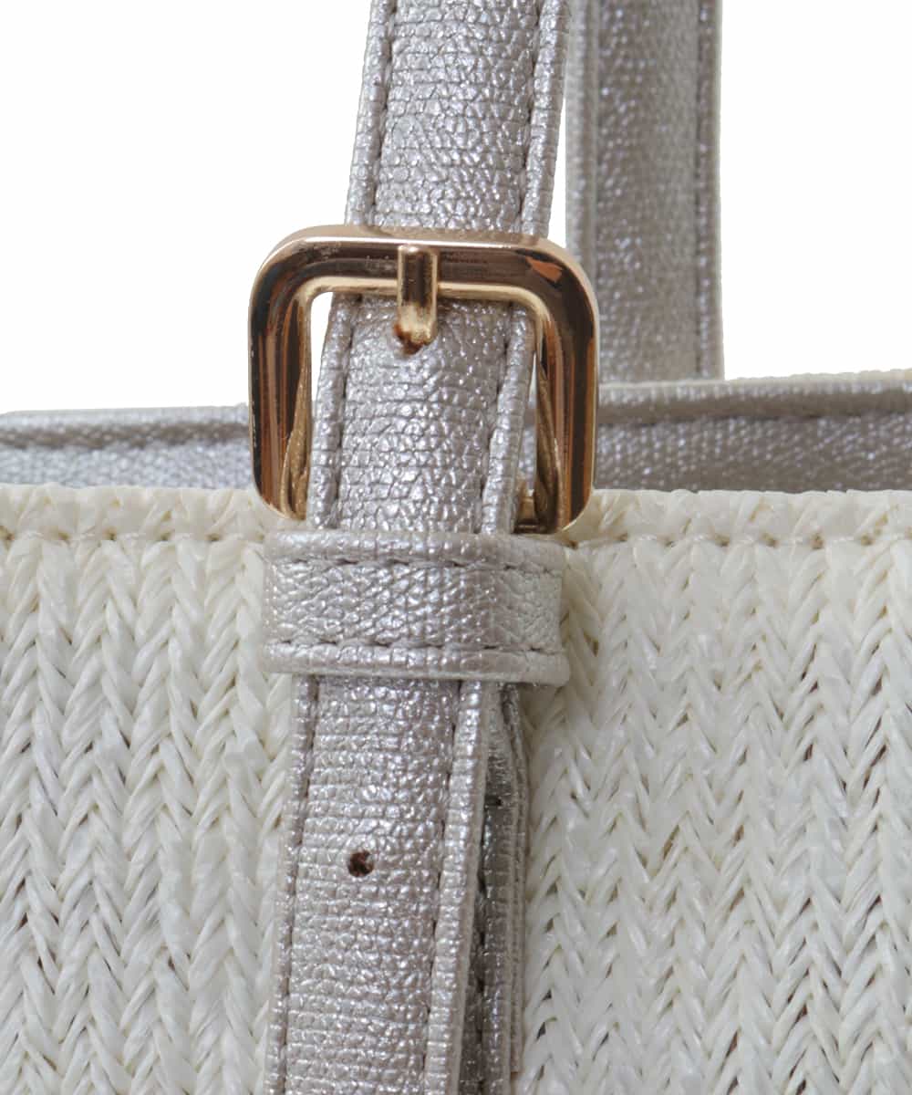 BPCGP41120 MK MICHEL KLEIN BAG(MK ミッシェルクラン バッグ) 編みデザインスクエアトートバッグ アイボリー