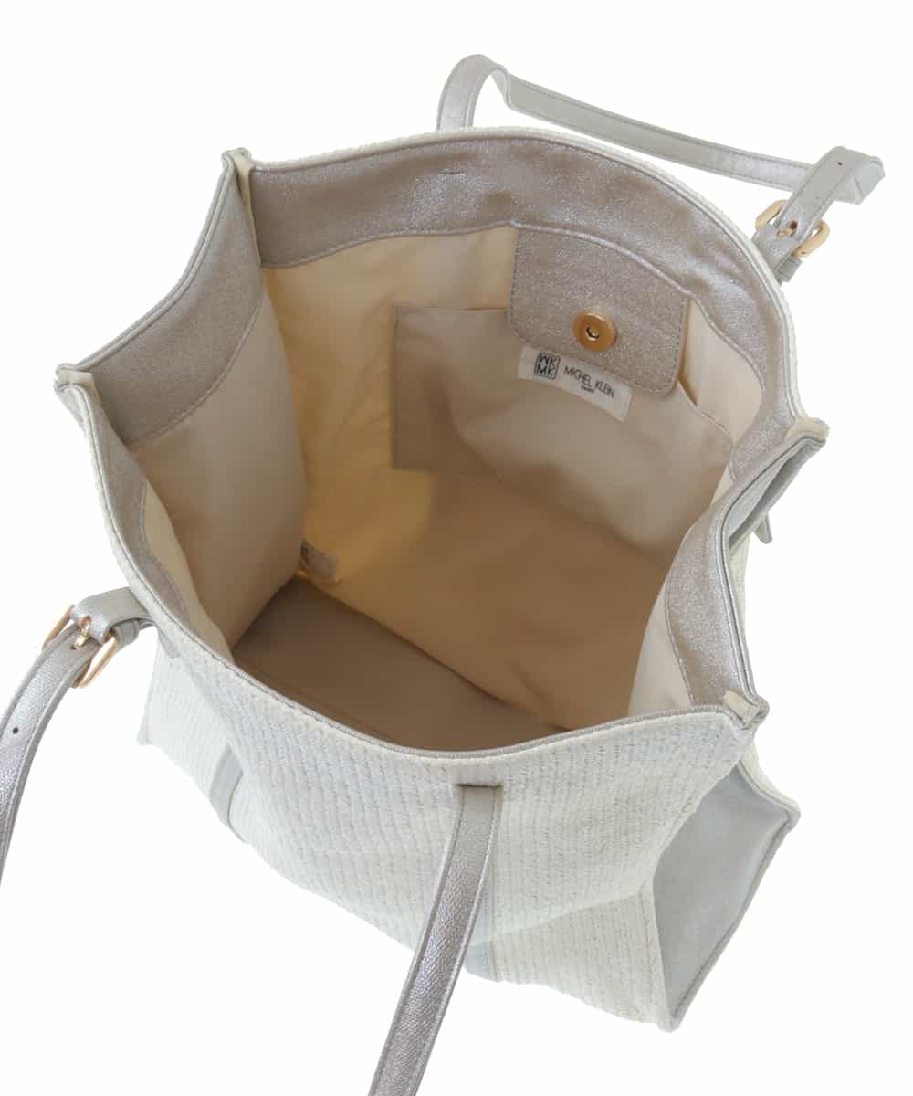BPCGP41120 MK MICHEL KLEIN BAG(MK ミッシェルクラン バッグ) 編みデザインスクエアトートバッグ アイボリー