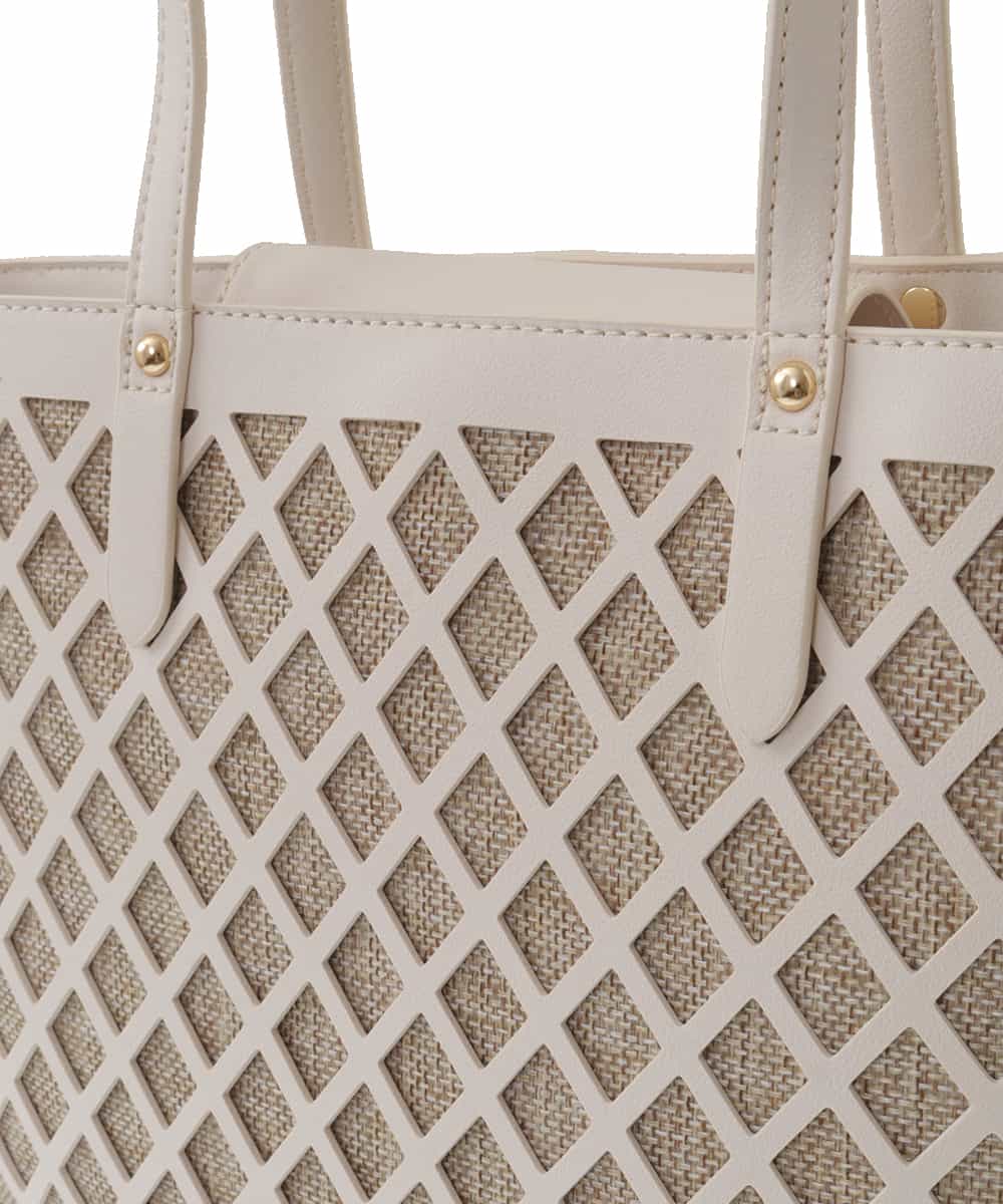 BPCGP52150 MK MICHEL KLEIN BAG(MK ミッシェルクラン バッグ) カットワークメッシュバッグ ベージュ