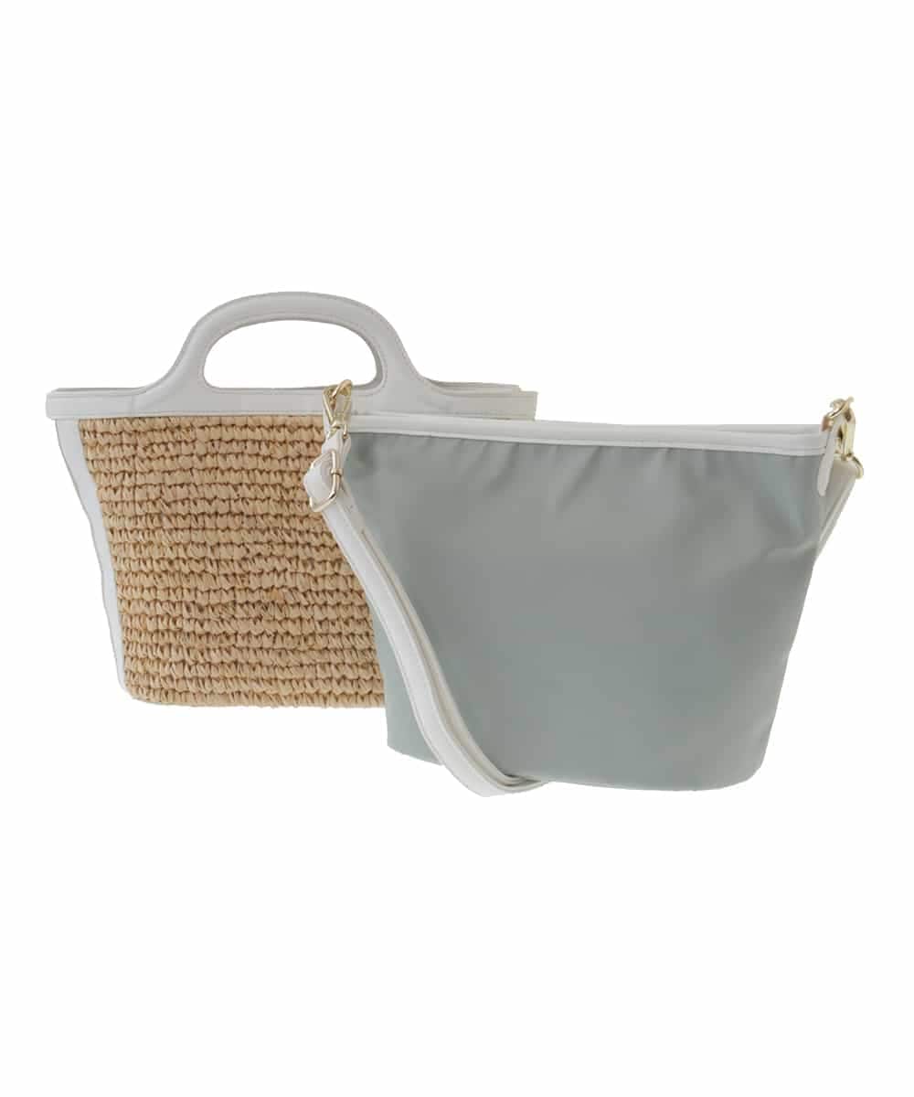 BPCGP53140 MK MICHEL KLEIN BAG(MK ミッシェルクラン バッグ) [3WAY]ラフィアミニバッグ アイボリー