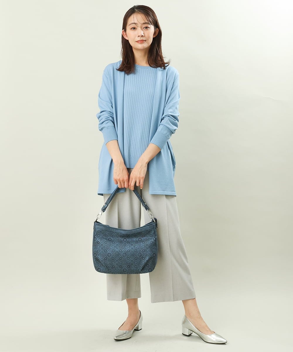 BPCGS30150 MK MICHEL KLEIN BAG(MK ミッシェルクラン バッグ) [2WAY/チャーム付き]パンチングデザインバッグ ネイビー