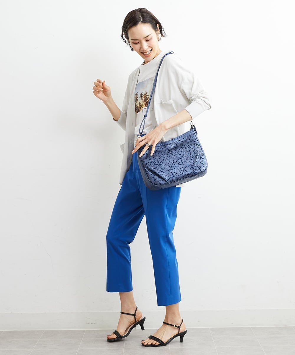 BPCGS30150 MK MICHEL KLEIN BAG(MK ミッシェルクラン バッグ) [2WAY/チャーム付き]パンチングデザインバッグ ネイビー