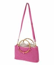 BPCGS38160 MK MICHEL KLEIN BAG(MK ミッシェルクラン バッグ) [2WAY]バンブーハンドルメッシュデザインバッグ ピンク