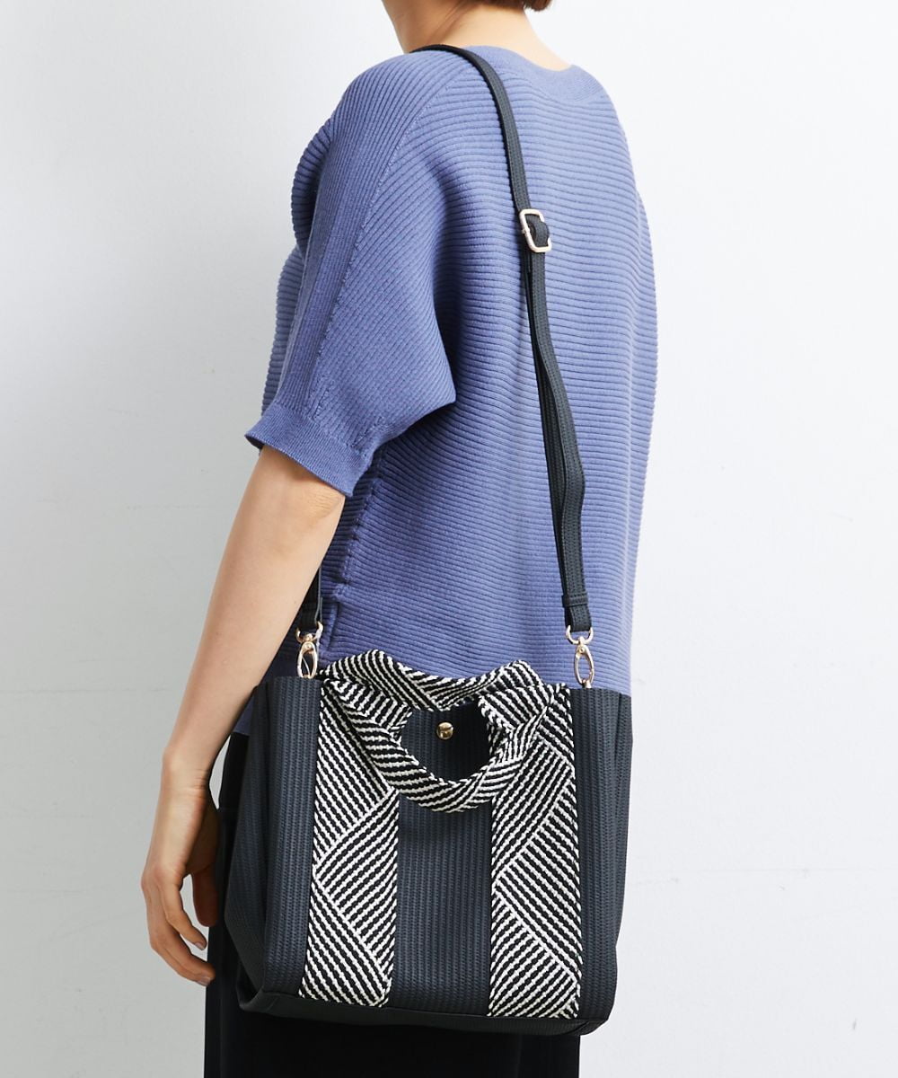 BPCGS55140 MK MICHEL KLEIN BAG(MK ミッシェルクラン バッグ) [2WAY/バッグインバッグ]ラメデザインハンドルトートバッグ ブラック