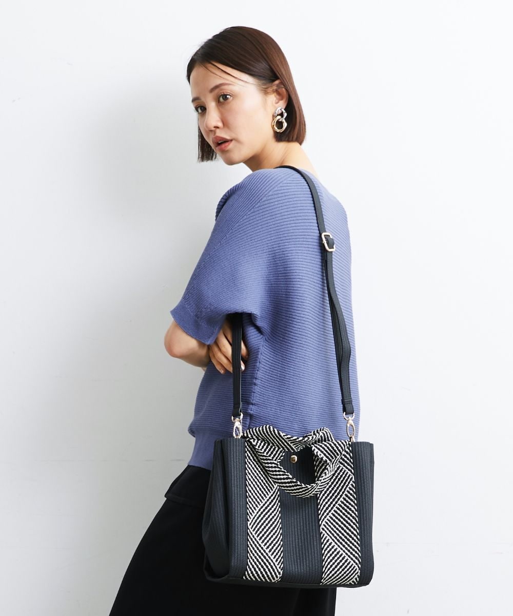 BPCGS55140 MK MICHEL KLEIN BAG(MK ミッシェルクラン バッグ) [2WAY/バッグインバッグ]ラメデザインハンドルトートバッグ ブラック