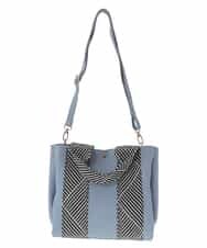 BPCGS55140 MK MICHEL KLEIN BAG(MK ミッシェルクラン バッグ) [2WAY/バッグインバッグ]ラメデザインハンドルトートバッグ ライトブルー