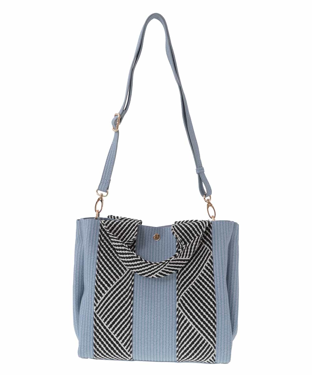 BPCGS55140 MK MICHEL KLEIN BAG(MK ミッシェルクラン バッグ) [2WAY/バッグインバッグ]ラメデザインハンドルトートバッグ ライトブルー