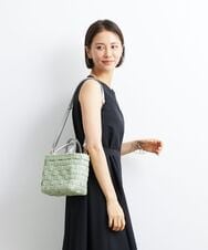 BPCGS56130 MK MICHEL KLEIN BAG(MK ミッシェルクラン バッグ) [2WAY]フェイクレザーハンドルカゴトートバッグ グリーン