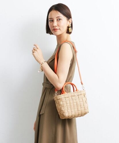 BPCGS56130 MK MICHEL KLEIN BAG 【2WAY】フェイクレザーハンドルカゴトートバッグ