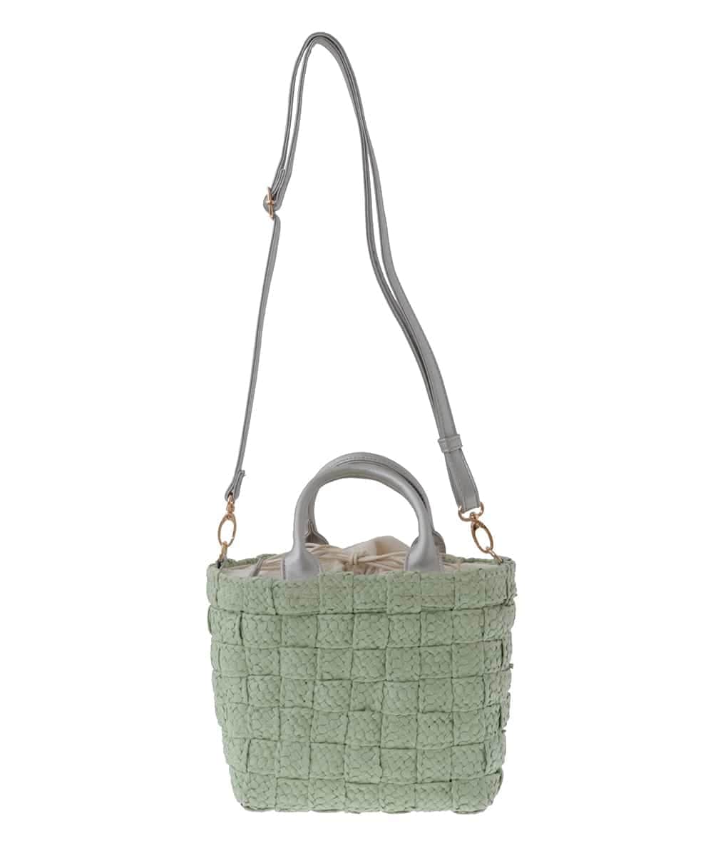 BPCGS56130 MK MICHEL KLEIN BAG(MK ミッシェルクラン バッグ) [2WAY]フェイクレザーハンドルカゴトートバッグ グリーン