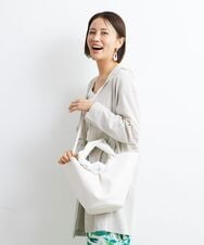 BPCGS57130 MK MICHEL KLEIN BAG(MK ミッシェルクラン バッグ) [2WAY]サークルハンドルフェイクレザートートバッグ ホワイト