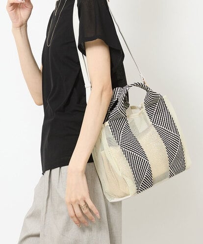 BPCGV53140 MK MICHEL KLEIN BAG [2WAY/ポーチ付き]ラメアクセントメッシュトートバッグ
